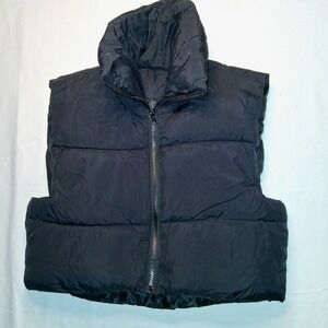 Women's Black Puffer Vest Sleeveless Jacket‎ Padded Lightweight Size Medium